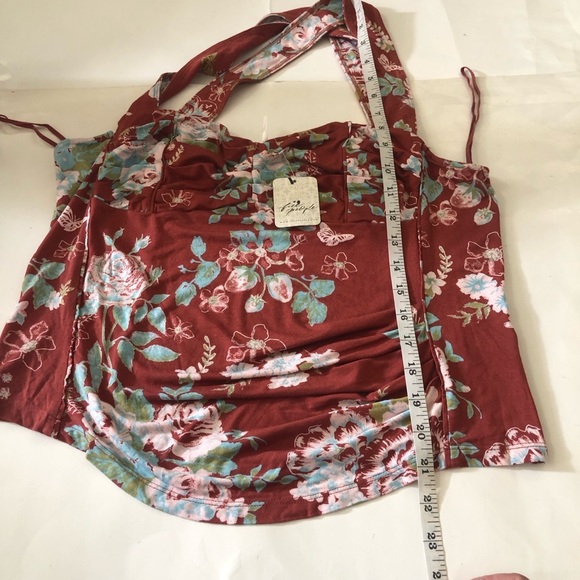 Free People Ginger Snap Top Ruched Crisscross Wide Wide Straps Size XL - Picture 14 of 14